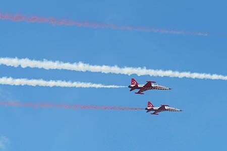 Evolution of Turkish Stars team at Bucharest International Air Show, the largest airshow in Romania.