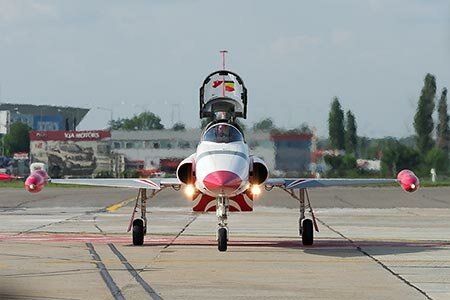 Photographs from the impressive performance of the Turkish Stars pilots to BIAS 2018. Canadair licensed-built version of the American Northrop F-5 Freedom Fighter aircrafts flying over Baneasa Airport.